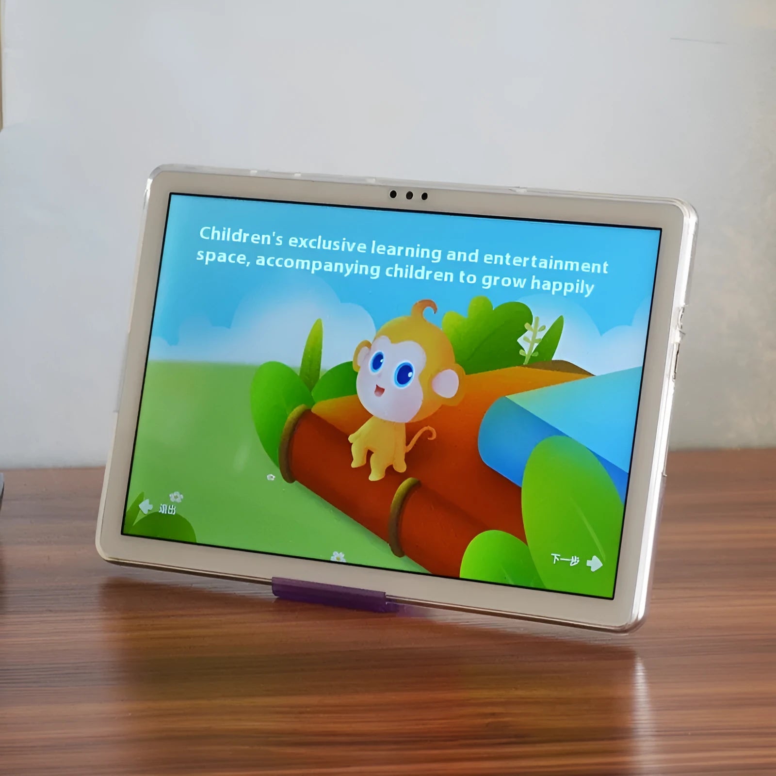 Clear transparent white ultra-thin silicone protective case for a tablet on a flat surface.