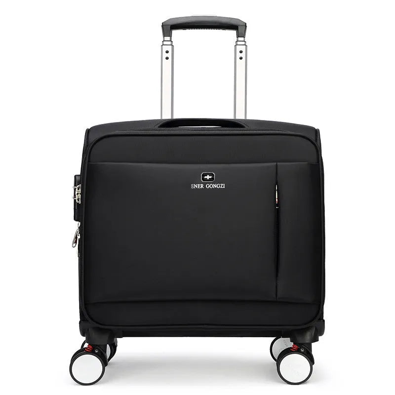 Black 18-inch Oxford cloth business cabin suitcase with retractable handle and universal wheels