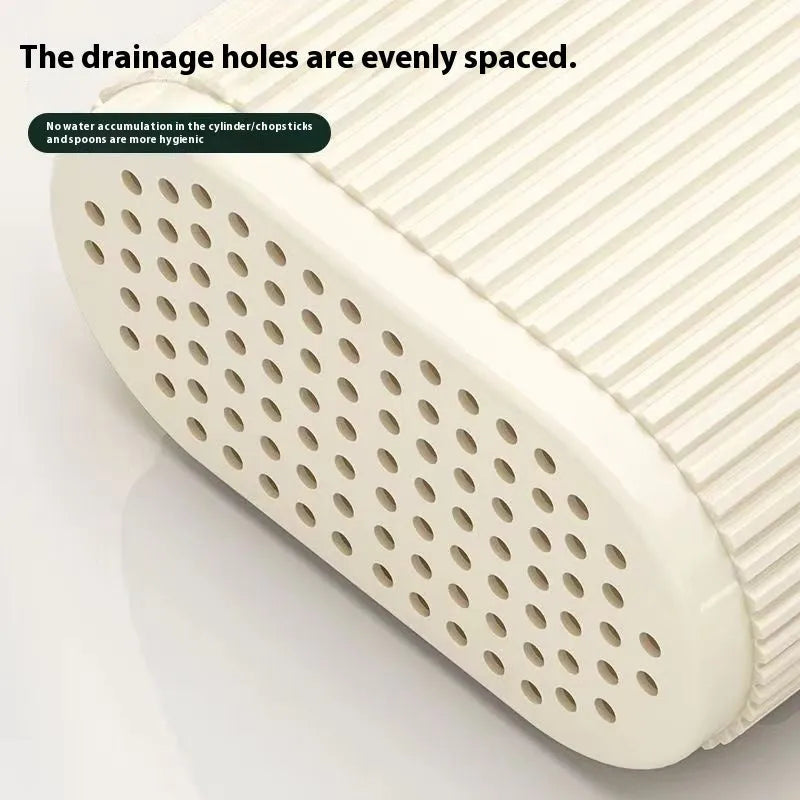 Plastic wall-mounted chopsticks basket with drainage holes in modern kitchen design