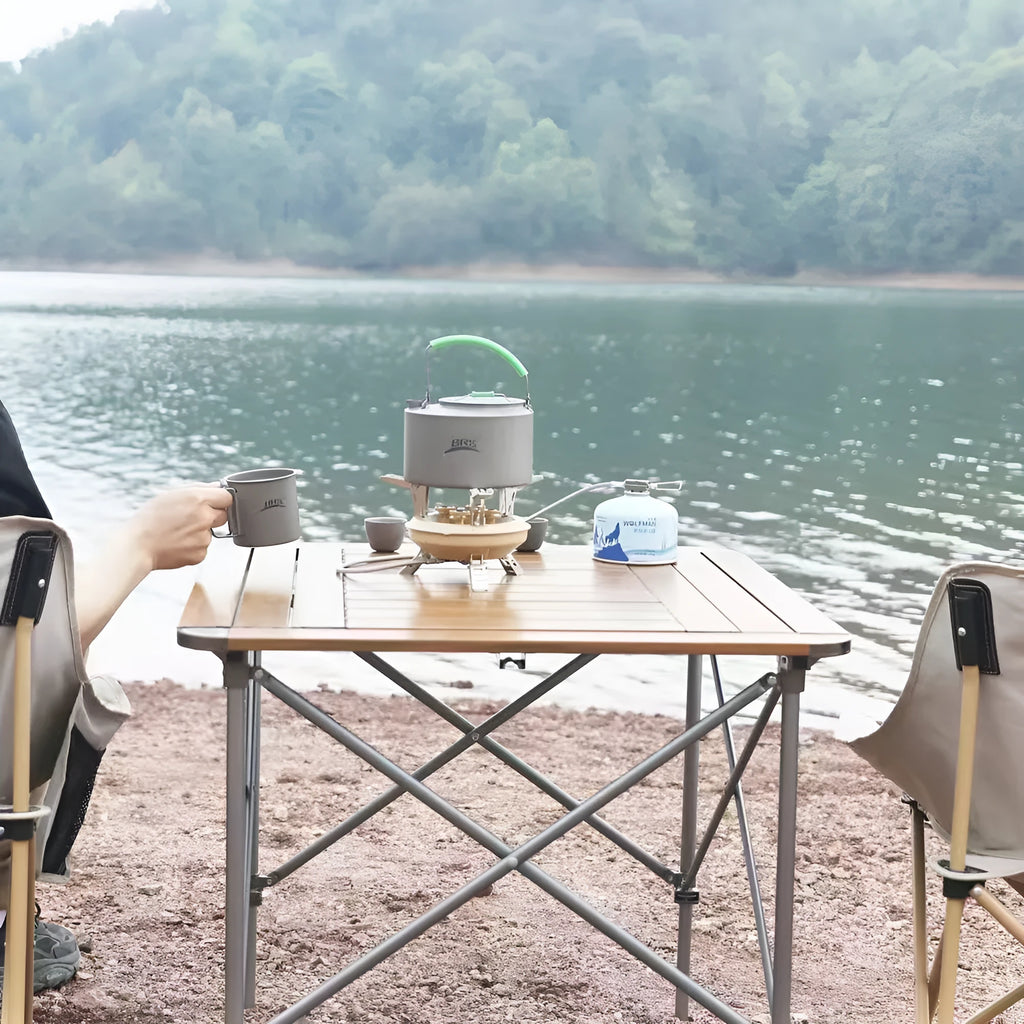 Portable windproof gas stove for camping and picnics, single burner, 1-2 people, black or khaki