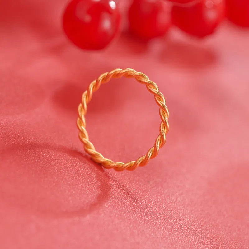 Brass gold plated women's simple bracelet ring in twist, matte and glossy finishes