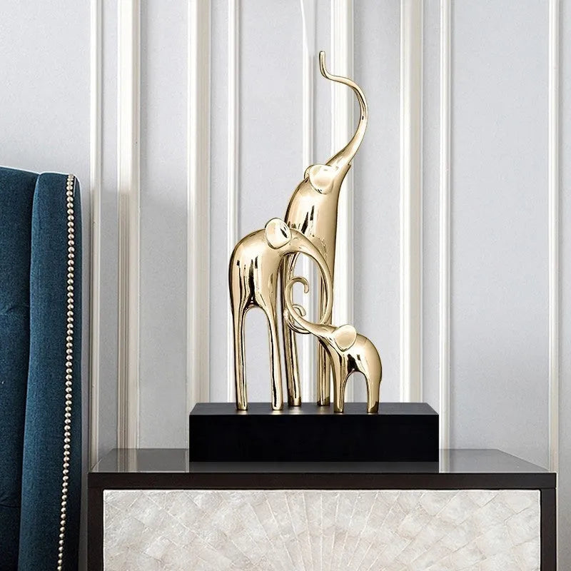 Hand-finished resin fortune elephant decorative figurine in gold, silver, or retro colour finishes.