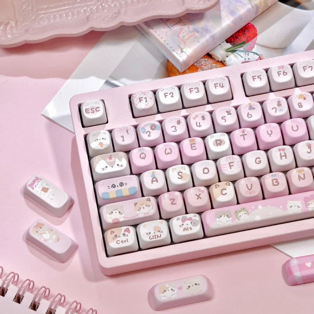 Pink cartoon design MOA profile plastic key cap for mechanical keyboards.