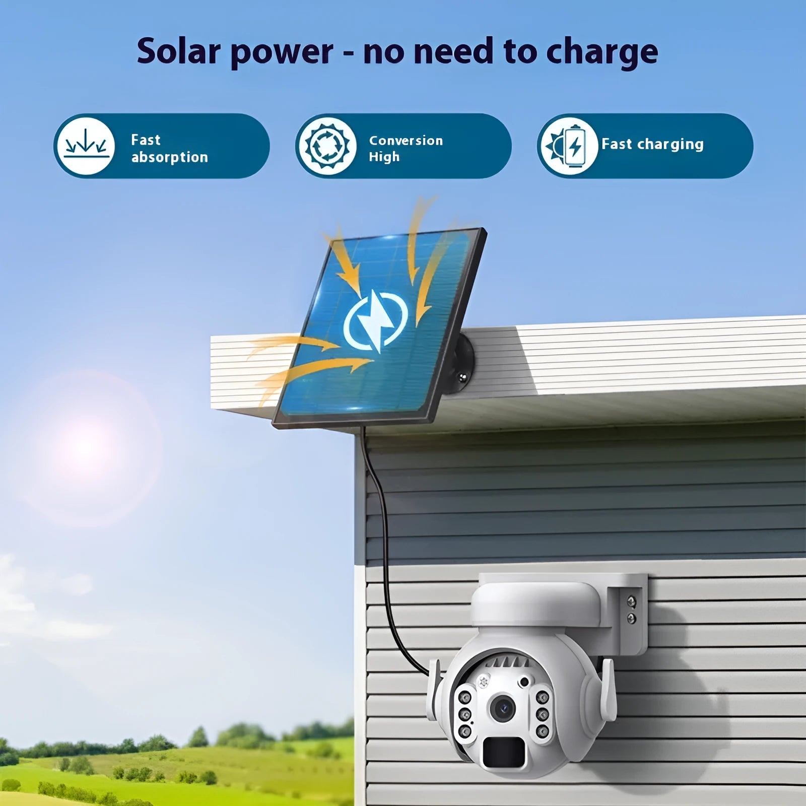 3 million pixel solar security camera with full colour night vision for home monitoring