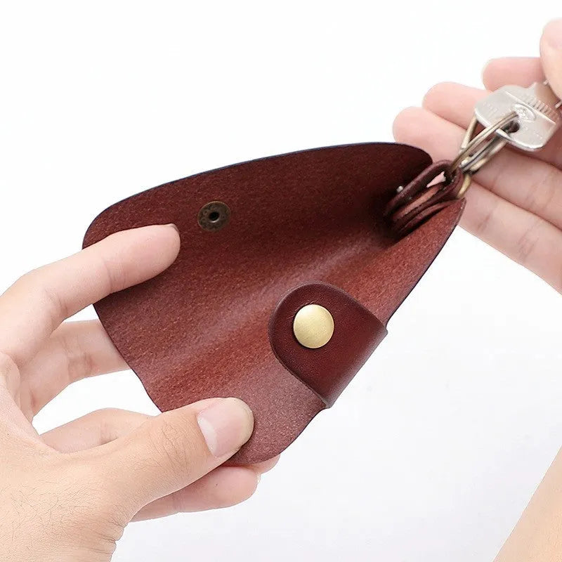 Handmade genuine leather car key case in black, brown, coffee and purplish red colours