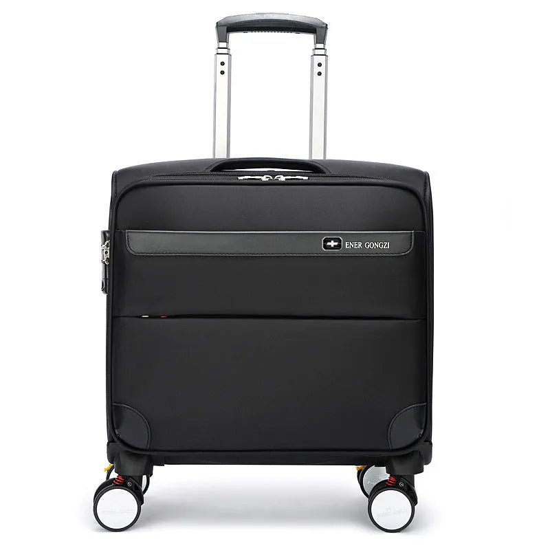 Black 18-inch Oxford cloth business cabin suitcase with retractable handle and universal wheels