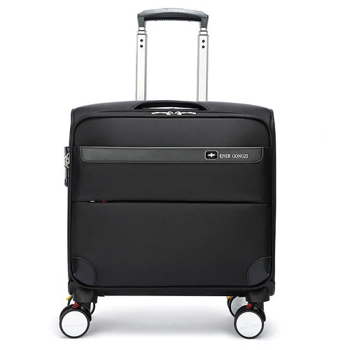 Black 18-inch Oxford cloth business cabin suitcase with retractable handle and universal wheels