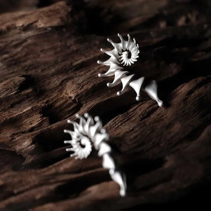 Alloy conch stud earrings with exaggerated three-dimensional matte design and electroplated finish