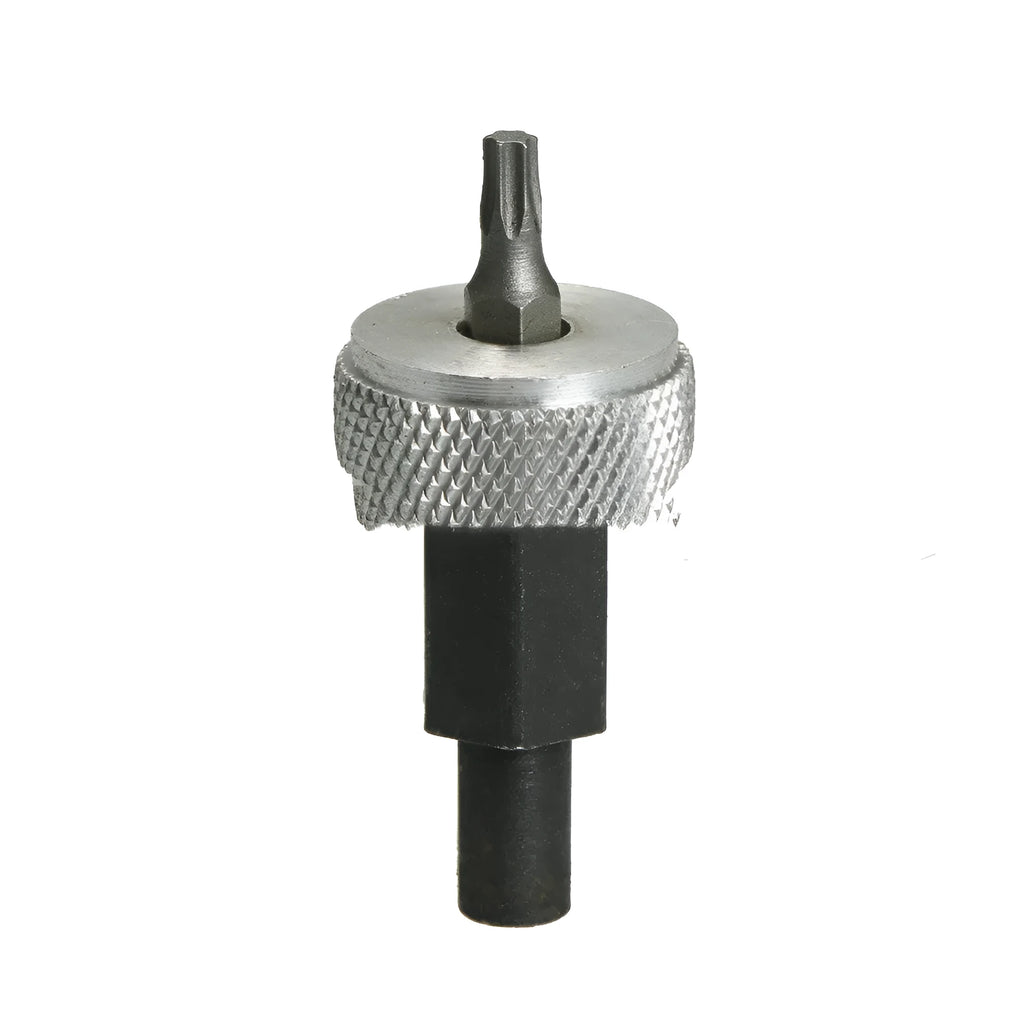 Ignition module wrench tool with carbon steel handle and aluminium knobs for removing distributor bolts.