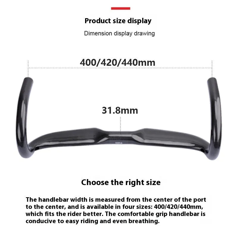Carbon fiber road bicycle drop handlebar in Black Grey Silver, shown in UD Matte finish.