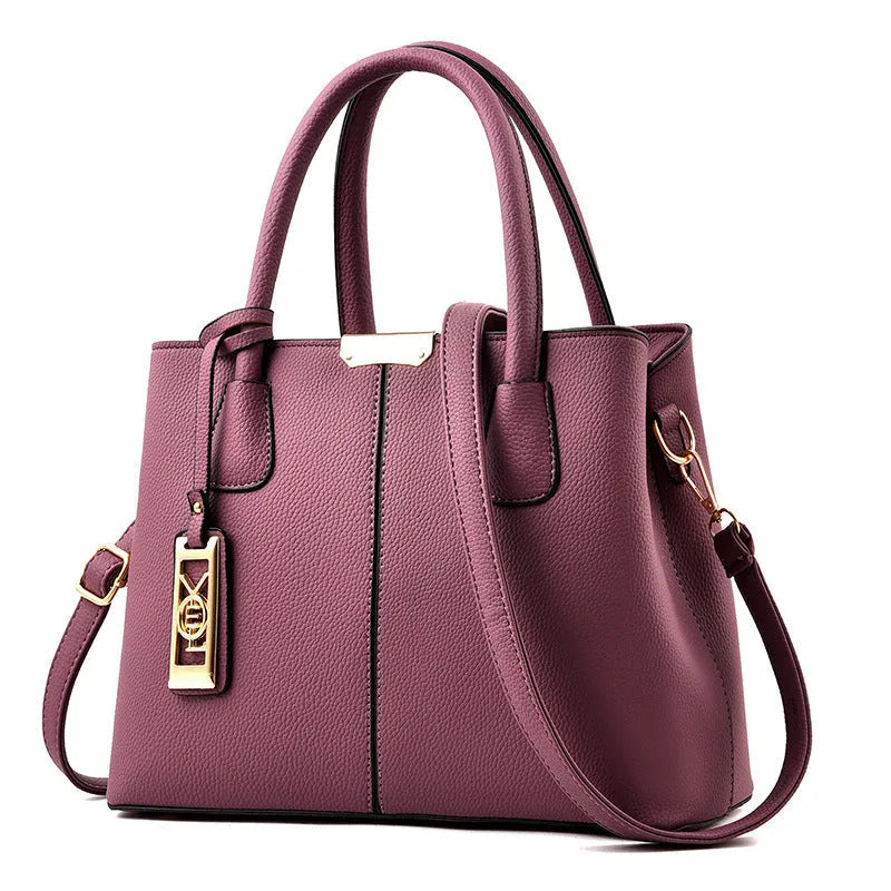 Women's soft PU leather large capacity shoulder bag in horizontal square shape with adjustable strap