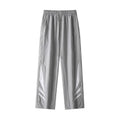 Men's straight leg casual sports trousers in black cotton blend fabric with elastic waist