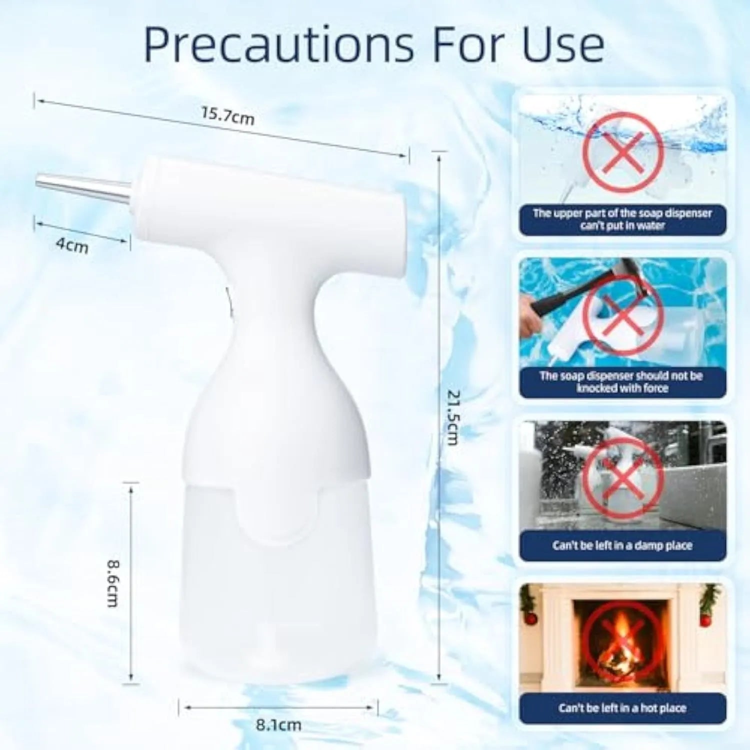 White electric foam soap dispenser with rechargeable battery for pet bath and kitchen cleaning