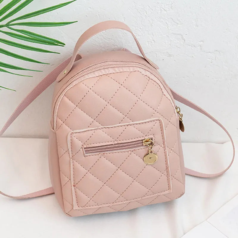 Korean style girls' embroidery backpack in hard square shape with PU leather, available in black, pink and white colours