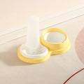 Grey and yellow dual pet bowl with raised neck protection and non-slip base