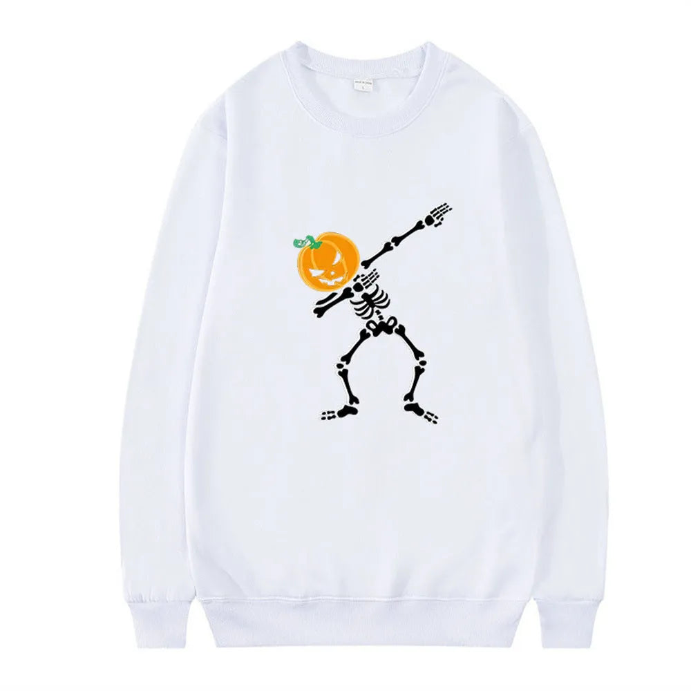 Women's long sleeve printed crew neck leisure top in multiple colours on a hanger.