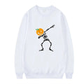 Women's long sleeve printed crew neck leisure top in multiple colours on a hanger.