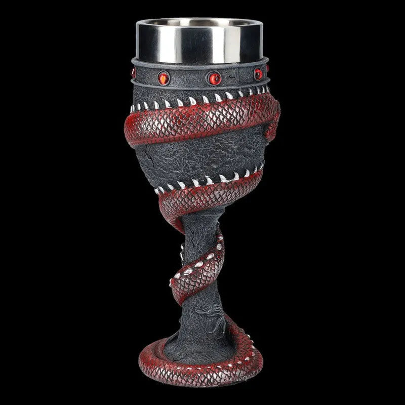 Chinese dragon 3D red wine glass in gold and red colour options showing detailed dragon design