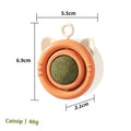 ABS cat molar toy with catnip in Mint or gall fruit style, four colour options, and replacement balls.