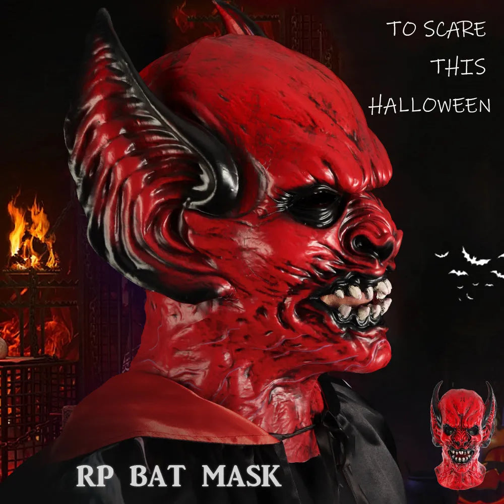 Red bat head cover horror hood mask made from RP foam for costume parties
