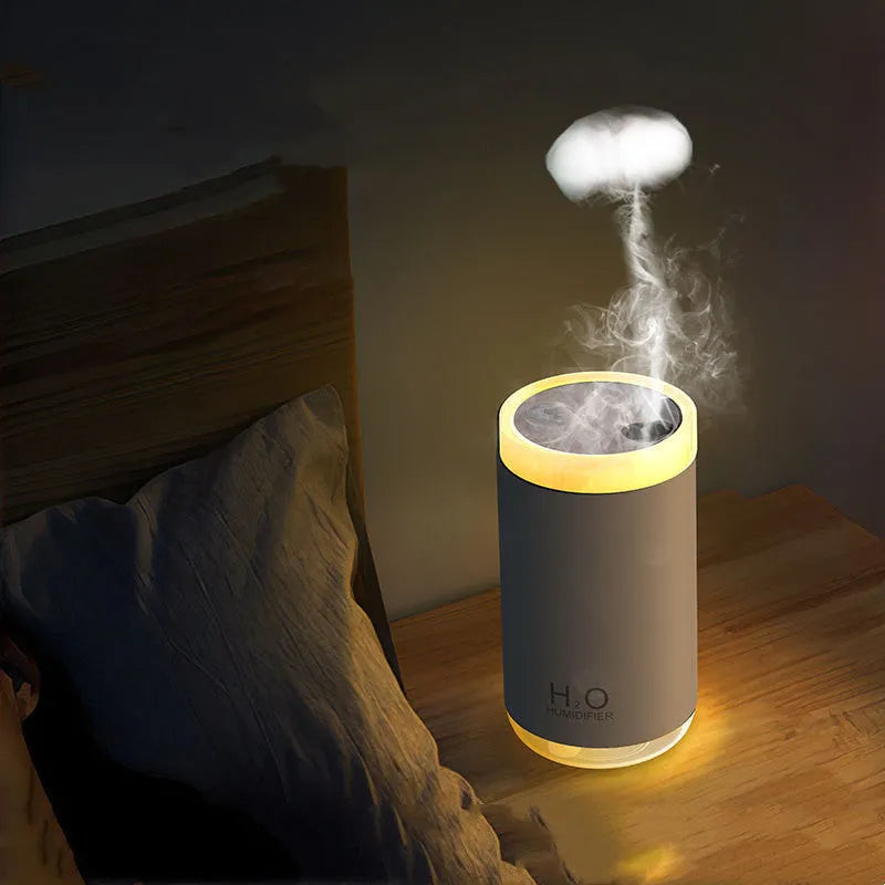Jellyfish smoke ring USB humidifier with warm night light in white, pink or blue colours