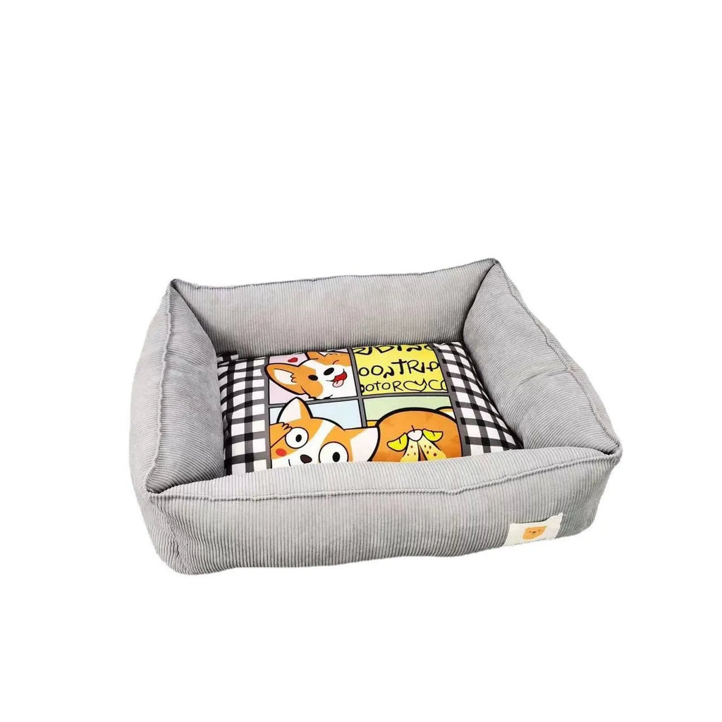 Cotton dog winter pet nest in light blue colour showing soft fabric texture and enclosed design