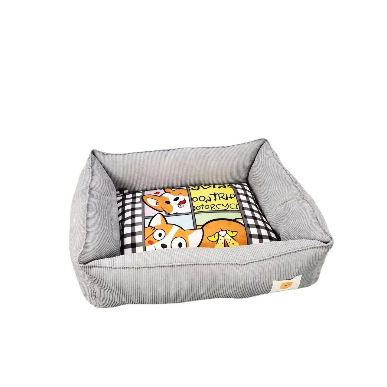 Cotton dog winter pet nest in light blue colour showing soft fabric texture and enclosed design