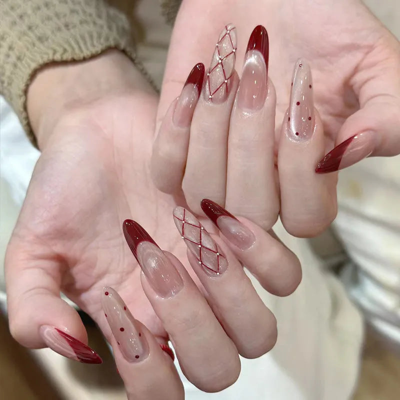 Sweet Girl coffin-shaped false nails with extra 10mm length for gel polish application