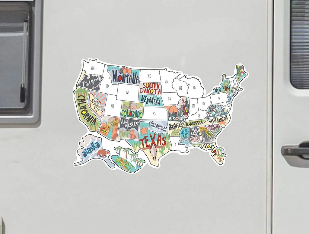 Travel map design car sticker set with adhesive vinyl lettering for vehicle personalisation