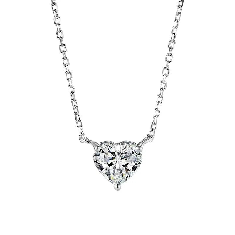 Women's silver-coloured necklace with simple heart pendant on copper chain