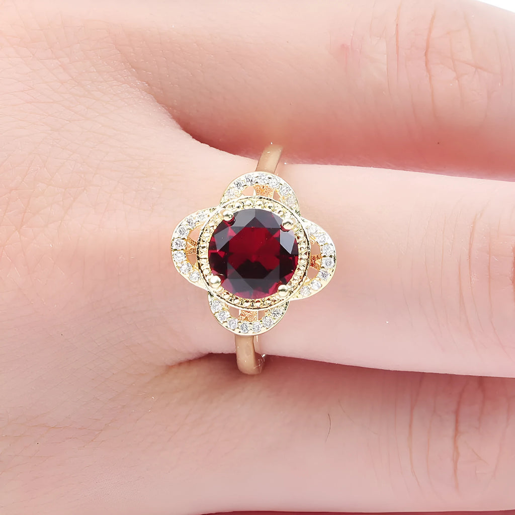Copper fruit motif ring with inlaid zircon stone for men and women.
