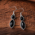 Black and purple vintage geometric zinc alloy earrings with round retro styling and electroplated finish