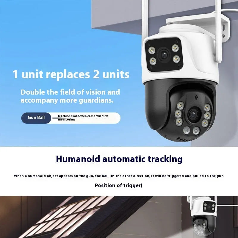 Outdoor wireless dual screen monitor with binocular camera for surveillance applications