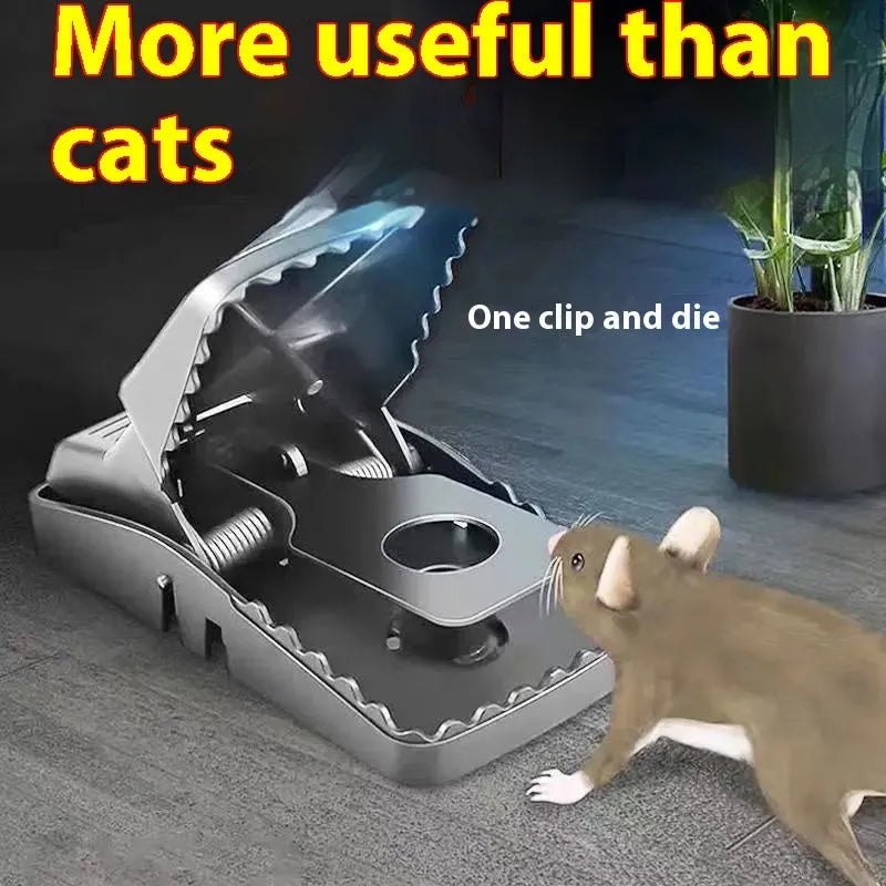 Automatic reusable mouse cage trap for indoor use, shown in small, medium, and large size options.