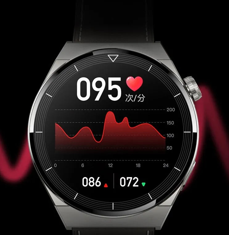 Android smart watch with round screen and silicone band showing Bluetooth and NFC functionality