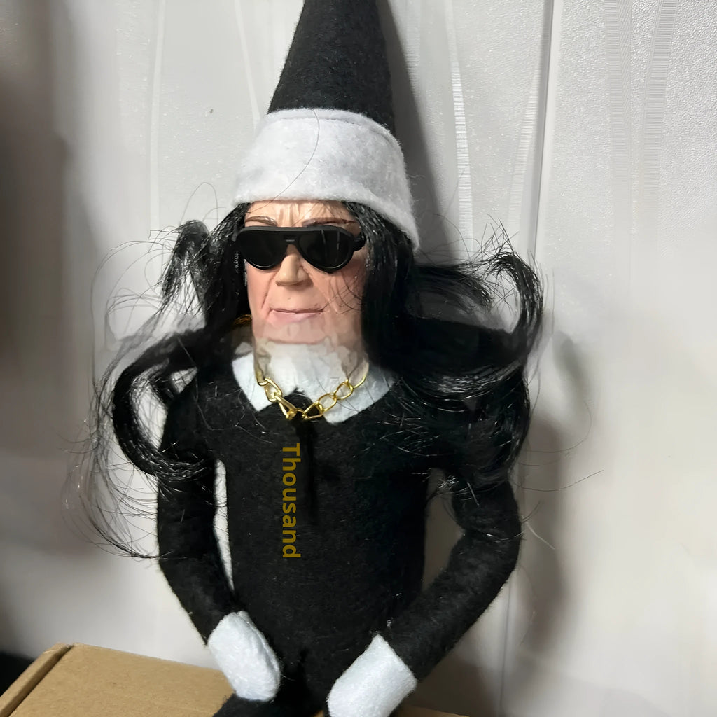 Christmas elf doll in PVC and cloth, single festive figure available in black, red, blue and green