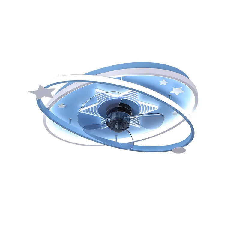 Modern iron chandelier for children's bedroom in blue colour with remote control