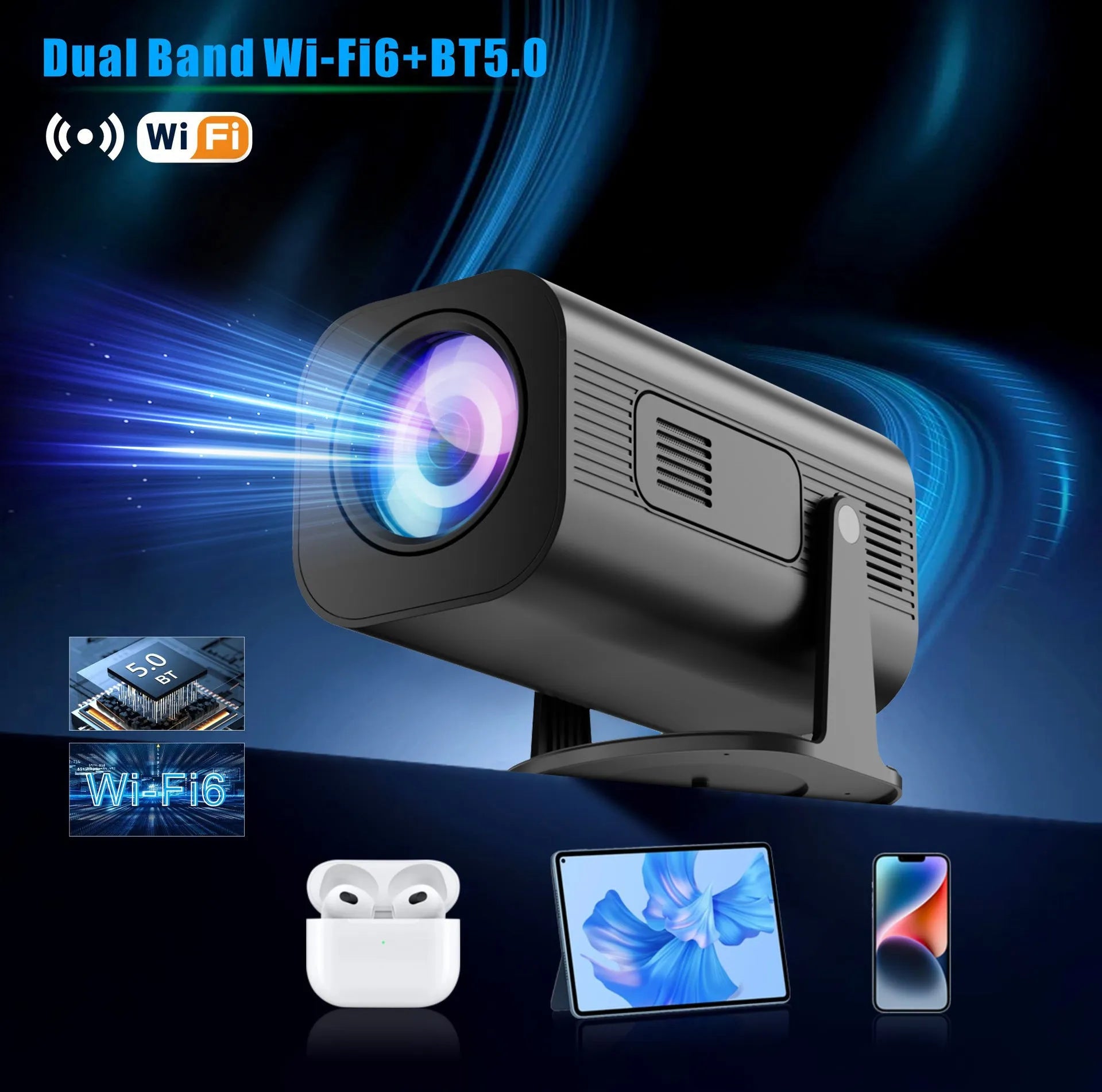 P330 portable mini projector in black or white colour with remote control and power cord