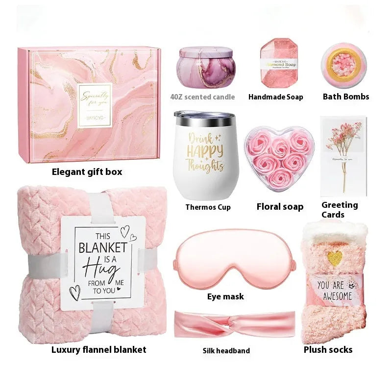 Aromatherapy candle and soap bath gift set in modern simplicity style plastic packaging
