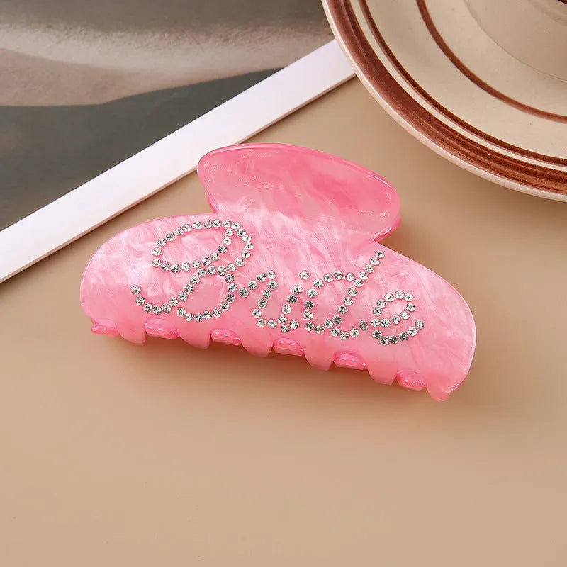 10cm acrylic shower shark clip with multi-diamond spot drill design for back hair