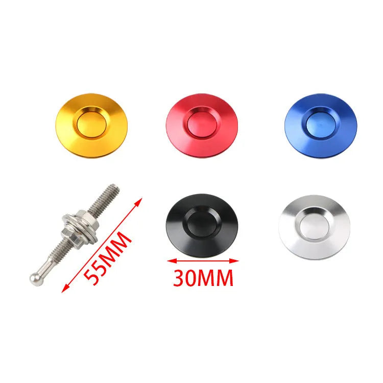 30mm diameter aluminium alloy car engine cover lock in silver, black, gold, blue, and red colour options.