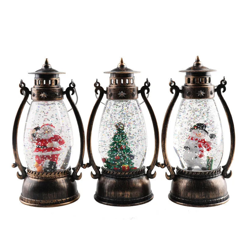Crystal ball portable oil lamp Christmas decoration with light-emitting snowman or elderly figure
