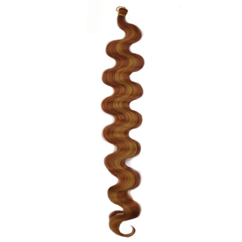 Wine red big wave synthetic wig measuring 24 inches long