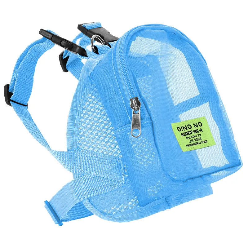 Solid colour dog backpack carrier made from breathable polyester fabric for small pet transport.