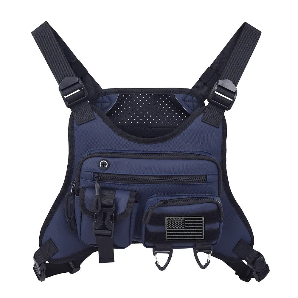 Outdoor cycling chest bag with breathable vest design in Oxford cloth