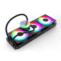 CPU radiator cooler with RGB lighting for gaming PC, available in multiple sizes including 120mm, 240mm, and 360mm