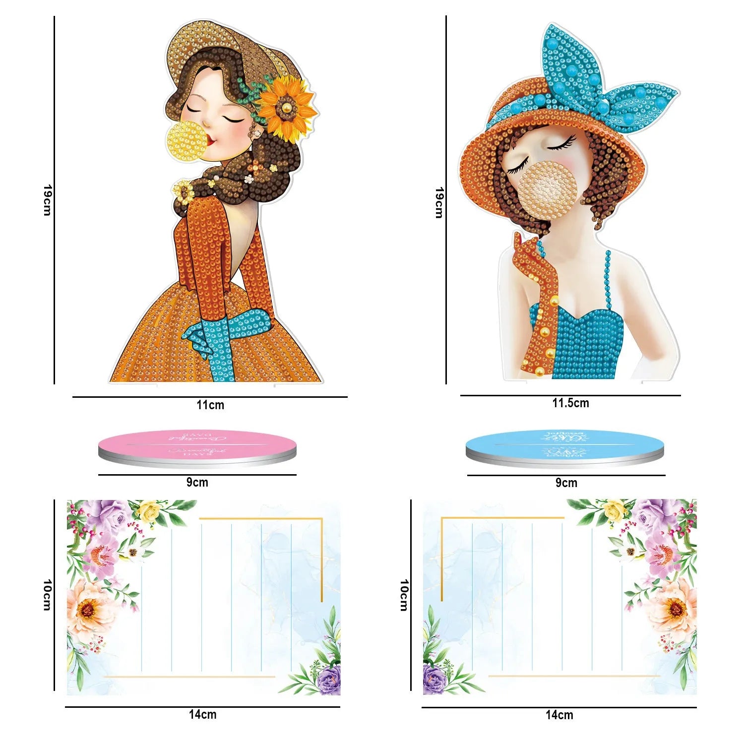 Diamond painting decorative note clip with frameless handmade American craft design on a desktop.