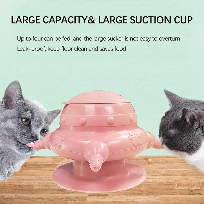 Pink silicone pet nursing device with four pacifiers for puppies and kittens
