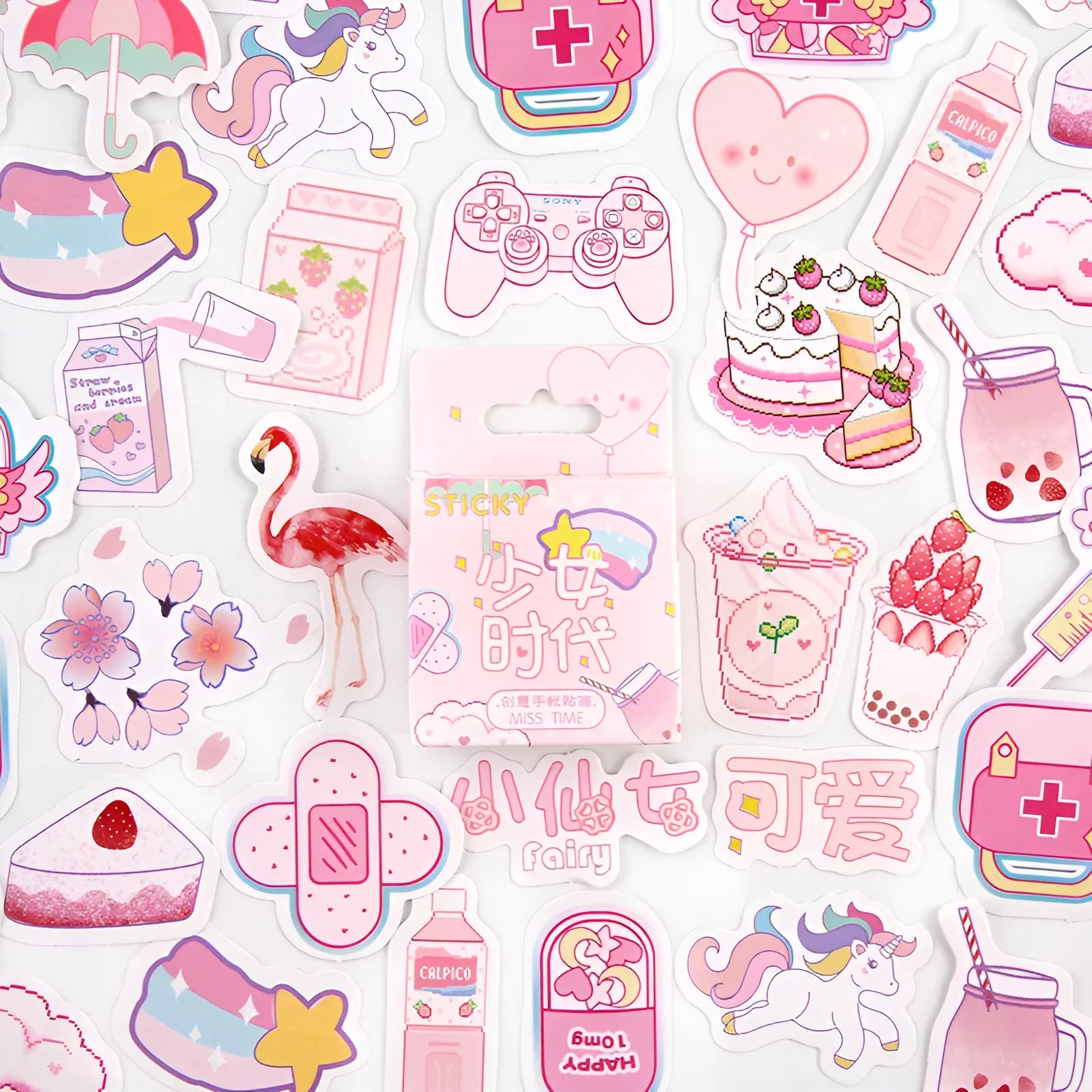 Children's decorative cartoon sticker pack showing small 30x37mm designs including Kamakura Story and Bubble Comic themes