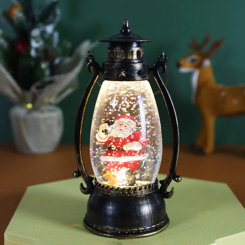 Crystal ball portable oil lamp Christmas decoration with light-emitting snowman or elderly figure